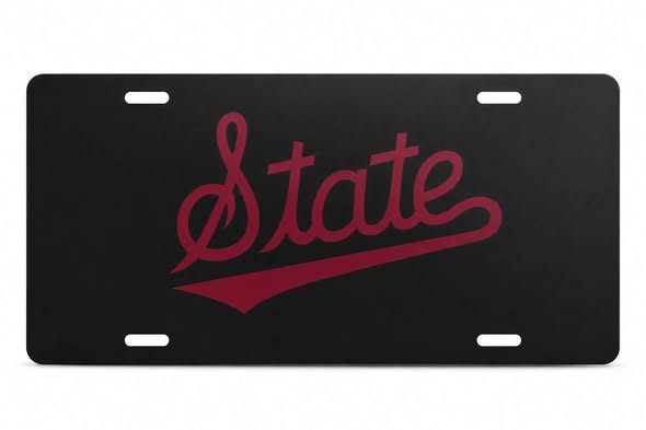 Mississippi State script car tag